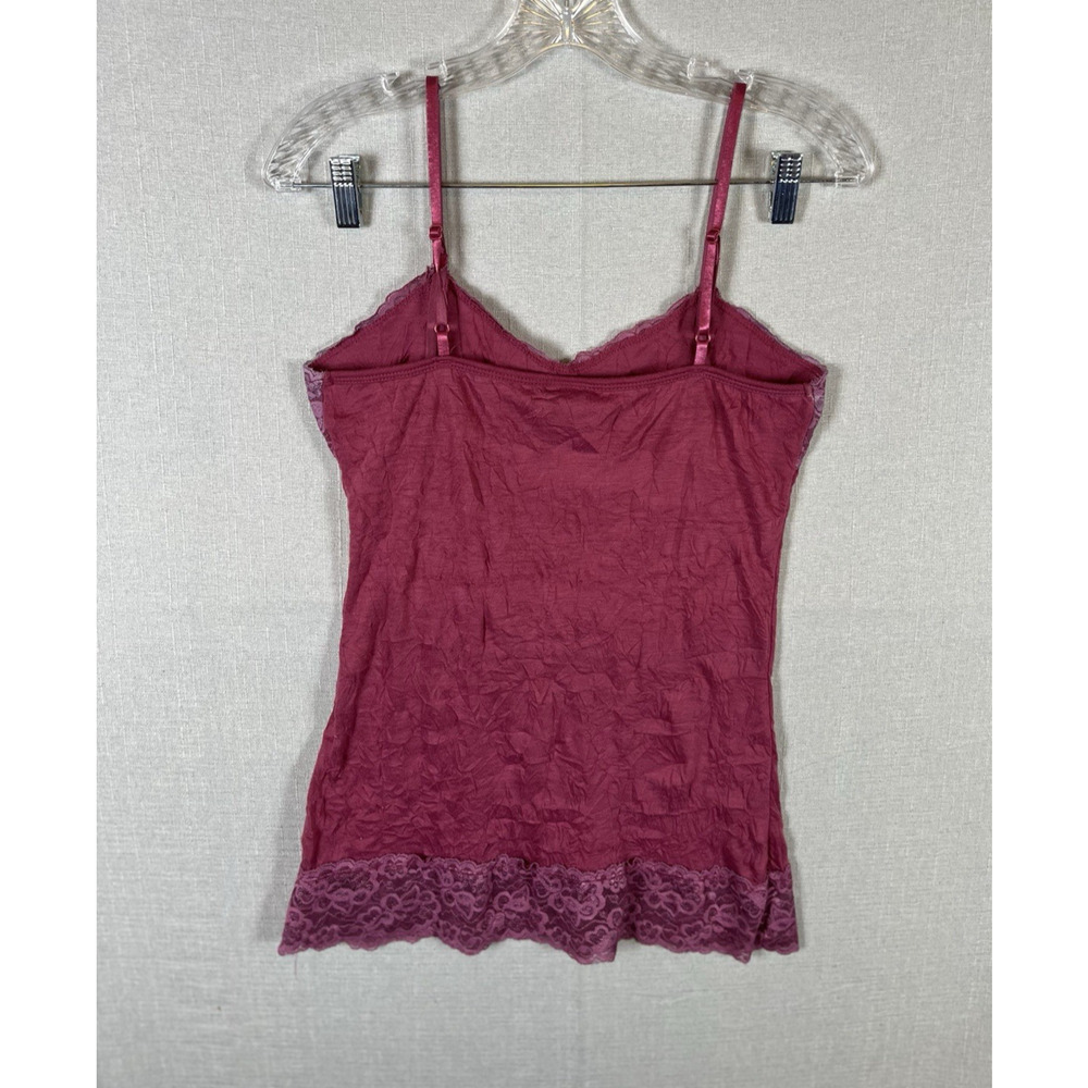 Vtg Vanity Camisole Top Womens M Pink Lace Trim Crinkle Cami Y2K 90s Fairy EUC - Picture 3 of 6